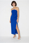 Women's Cobalt blue Floral Accessory Slit Detailed Strapless Maxi Dress 2602 60283331 - 2