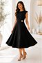 Black Midi Length A-Line Sleeveless Women's Dress with Brooch Accessory Stylish Casual and Office Wear 90162 - 6
