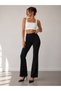 Women's Black Spanish Flare Fabric Leggings – High Waist, Stretchy and Stylish