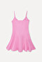 Women's Pink A-Form Linen Blend Mini Dress - 2