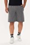 Men's Cotton Printed Shorts with Text Detail Anthracite Melange -5133 - 5