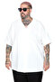 Mode XL Large Size Shirt with Lapel Collar and Long Sleeves U26385 Ecru