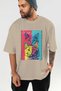 For the Love of Cats 67 Front Cat Printed Beige Oversize T-Shirt 100% Cotton Unisex Cat Lover Premium Design - 6