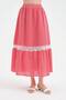 Women's Long Skirt with Complete Embroidery and Lace Detailing and Elastic Waist Design