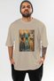 For the Love of Cats 66 Front Cat Printed Beige Oversize T-Shirt 100% Cotton Unisex Cat Lover Premium Design - 2