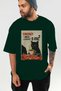 For the Love of Cats 126 Front Cat Printed Green Oversize T-Shirt 100% Cotton Unisex Cat Lover Premium Design - 6