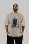 For the Love of Cats 60 Front Cat Printed Beige Oversize T-Shirt 100% Cotton Unisex Cat Lover Premium Design - 5