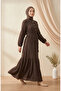 Hakim Collar Half Button Belted Dress 0302-05 Dark Brown