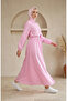 Half Buttoned Elastic Waist Striped Dress 0320-08 Pink - 2
