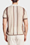 Buttonless Striped Linen Blend Short Sleeve Polo Collar Sweater Men's Polo Collar Sweater Bb - 2