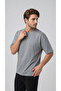 Men's Gray Oversize Crew Neck Comfortable Fit Relaxed T-Shirt - 3