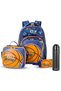 Basketball School Bag Set w/ Insulated Stainless Steel Spray Water Bottle – Blue