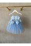 Shedress Baby Blue Girls' Dress - Princess Gown with Large Bow in a Row and Fluffy Tutu Skirt - 4