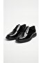 Men's Black Patent Leather Cap-Toe Hybrid Derby Sneaker Thick Sole All-Black Formal Shoes