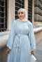 Women's Balloon Sleeve Waist Tie Dress Blue - 5