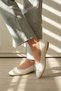 Women's White Daily Print Detailed Round Toe Ballerina Shoes Tr23Ms05B - 5