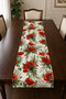 Modern Decorative Runner Tablecloth with Poppy Flowers and Red Stripes - 2
