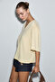 Vandal Women's 100% Organic Cotton Deep V-Neck Oversized Yellow T-Shirt - 4