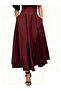 Burgundy A-Line Maxi Skirt with Bow Tie Detail - 4