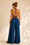Pleated High Waist Trousers Petrol - 4