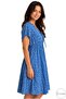 Women's Blue Ethnic Patterned Summer Viscose Midi Dress - 2