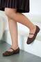 Nina Bow-Tied Suede Ballerinas with Belted Top, Brown - 3