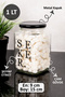 Set of 4 1-Liter Decorative Glass Jars Tea Sugar Coffee Salt Storage Container with Metal Lids and Labels - 3