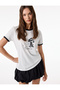 Cotton Crew Neck Short Sleeve Ribbed Printed T-Shirt - 2