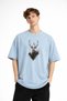 Deer - Oversize Men's T-Shirt Baby Blue - 2