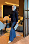 Navy Blue Belted Buttoned Shirt - 3
