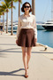 Women's Pleated A-Line Mini Skirt High Waist Diver Fabric Elastane Blend Daily Casual Modern Stylish Elegant - 3