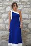 New Season Women's One-Shoulder Open-Shoulder Ribbon Detailed Double Color Imported Crepe Dress - 3
