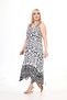 Women's White Patterned Buckle Asymmetrical Strap Lycra Viscose Stylish Dress - 5