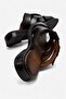 Women's Pin Belt Buckle Closed-Front Slippers Black - 4