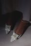Brand Special Handmade Square Rose Detailed Pointed Toe Short Kitten Heel Women's Shoes - 4