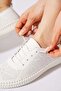 Sorter elastic flower laser base stitched leather orthopedic women's shoe white skin - 5
