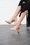 Miu Nude Stone Detailed Women's Heeled Shoes - Satin - 3