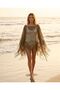 Geometric Patterned Lace Fringed Beach Pareo - Mini Beach Dress