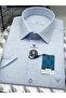 Classic Short Sleeve Linen Cotton Breathable Fabric Men's Shirt with Gift Box Fs-004570 - Light Blue - 3