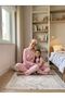 Cotton Pink Rabbit Strawberry Patterned Long Sleeve Crew Neck Seasonal Pajama Set Suitable for Girls and Mother - 2