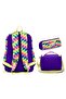 Girl's Purple Pixel Heart Patterned Triple Primary School School Bag Set Setygn33208A - 3