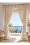 Cream Linen Tasseled Vintage Background Curtain - with Cornice, 100% Natural, with Laces as a Gift - 4