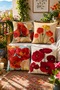 Poppy Flower Patterned 4-Piece Throw Pillow Cover Set