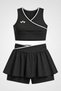 Girls' Swimsuit with Piping Detail, Zero Sleeve Top, Shorts and Skirt 26607 Black - 2