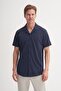 Men's Short Sleeve Shirt Wrinkle-Free Fabric Navy Blue - 2