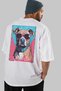 For Dog Lovers 46 White Oversize T-Shirt with Dog Print on the Back 100% Cotton Unisex Dog Lover Premium Design - 7