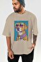 For Dog Lovers 61 Front Dog Printed Beige Oversize T-Shirt 100% Cotton Unisex Dog Lover Premium Design - 6