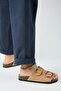 Fuga Women's Leather Genuine Leather Double Buckle Nubuck Tan Slippers - 5