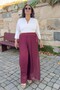 Elastic Waist Bib Detail Lined Pleated Wide-Legged Plus Size Chiffon Pants Skirt