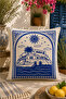 Blue and White Mediterranean Patterned 4-Piece Throw Pillow Cover and Runner Set Decorative Living Room Set - 2